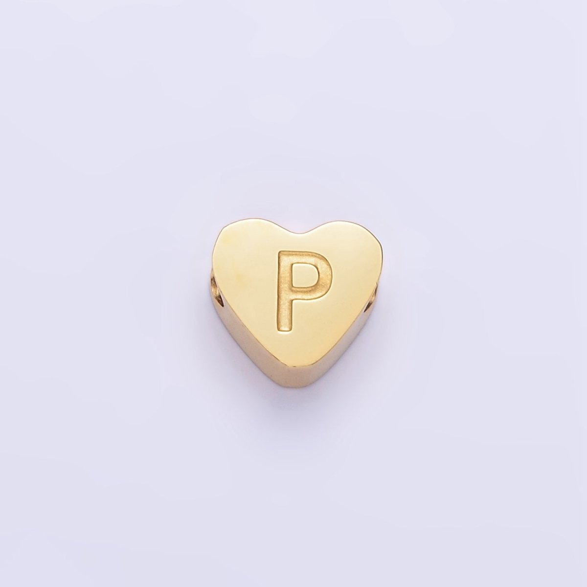 14K Gold Filled Alphabet Letter Engraved Heart Bead | A-A1552-A-A1564