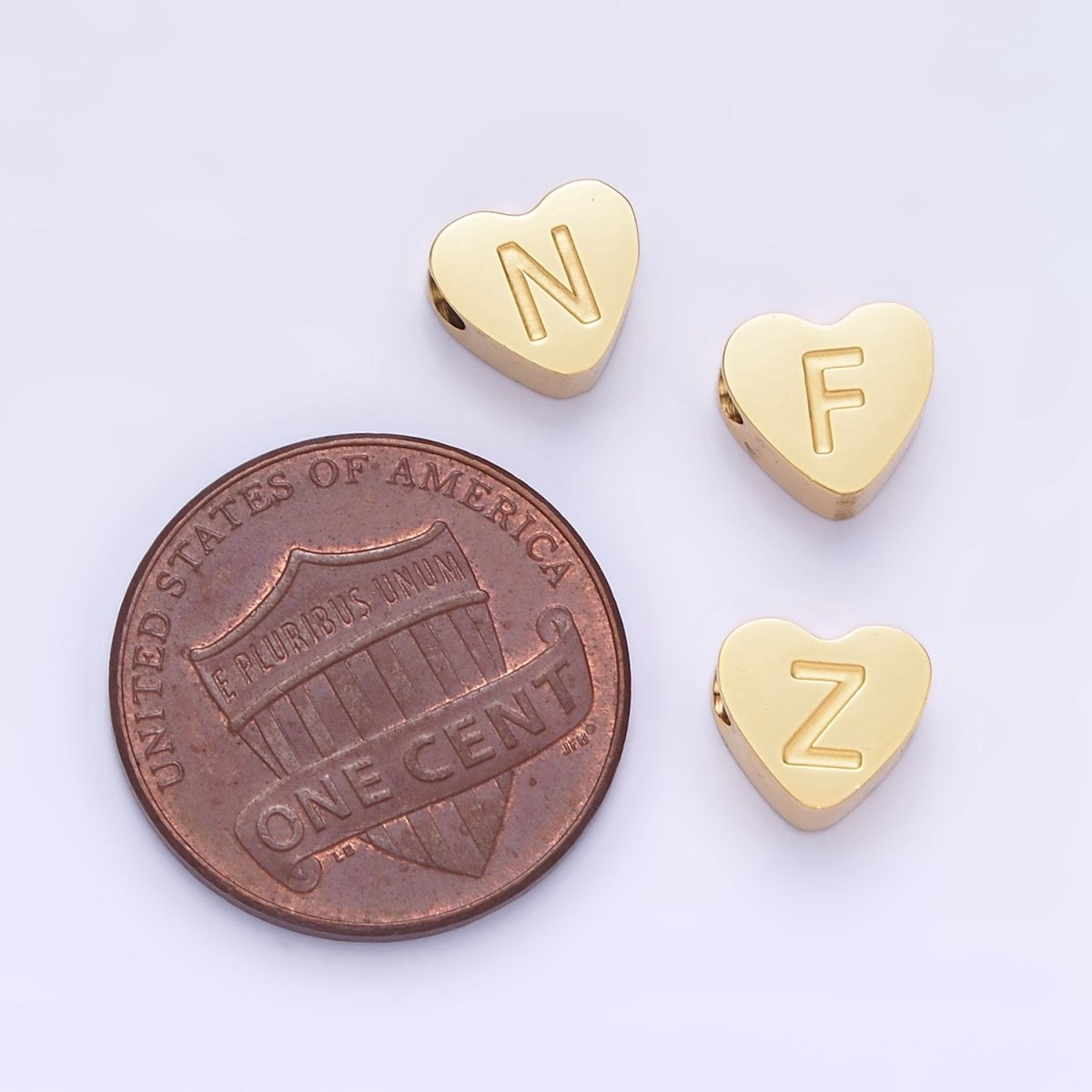 14K Gold Filled Alphabet Letter Engraved Heart Bead | A-A1552-A-A1564