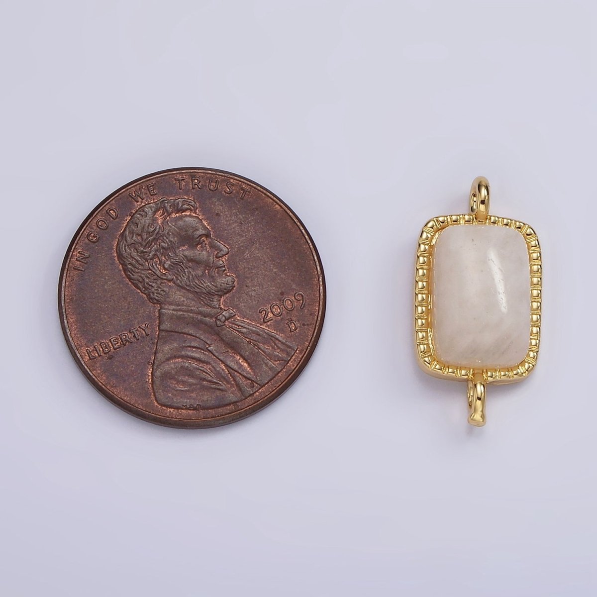 14K Gold Filled Amazonite, Moonstone, Labradorite Dotted Bezel Rectangular Connector | G-219 - G-221