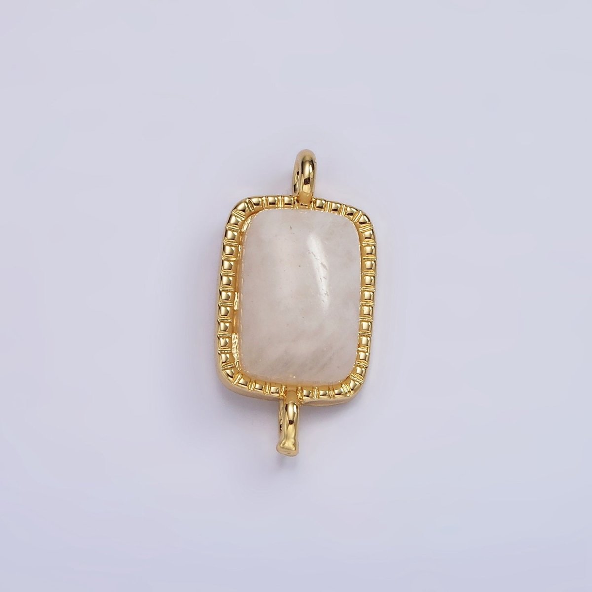 14K Gold Filled Amazonite, Moonstone, Labradorite Dotted Bezel Rectangular Connector | G-219 - G-221