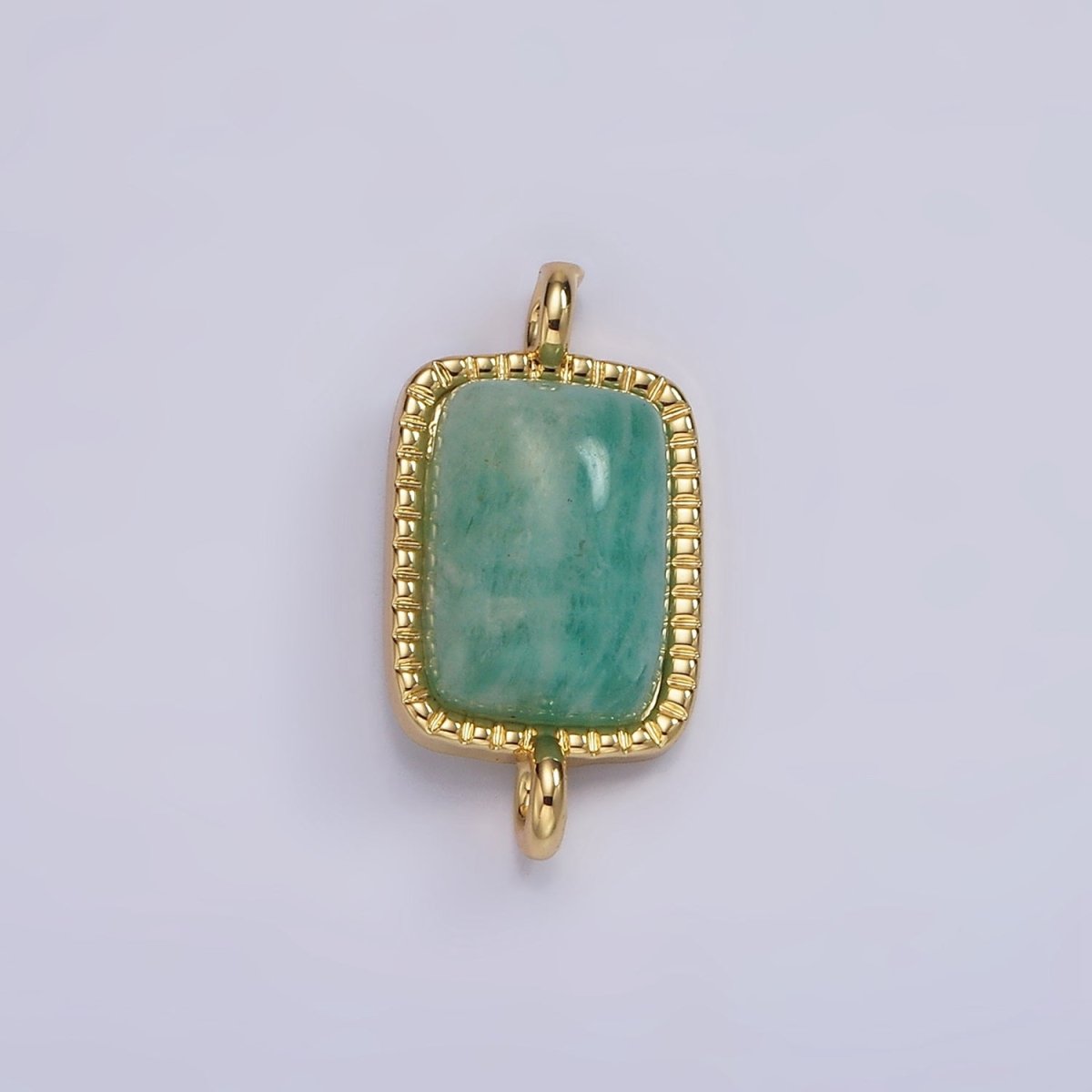 14K Gold Filled Amazonite, Moonstone, Labradorite Dotted Bezel Rectangular Connector | G-219 - G-221