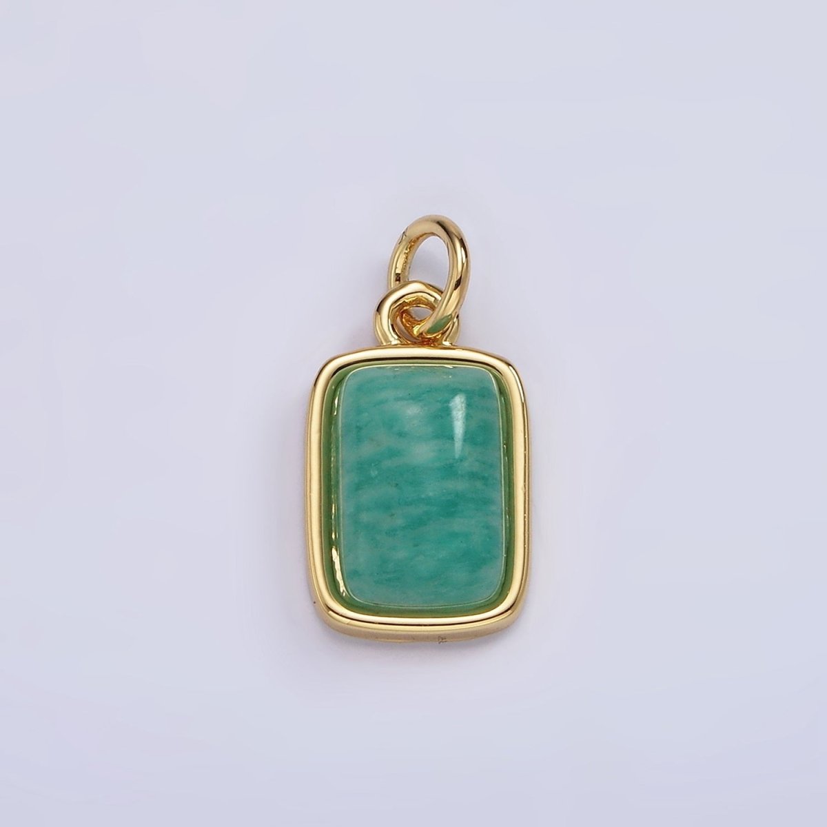 14K Gold Filled Amazonite, Moonstone, Labradorite Rectangular Bezel Charm | AG-540 - AG-542