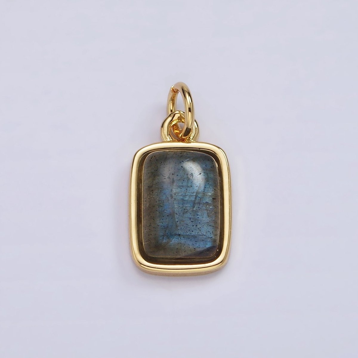 14K Gold Filled Amazonite, Moonstone, Labradorite Rectangular Bezel Charm | AG-540 - AG-542