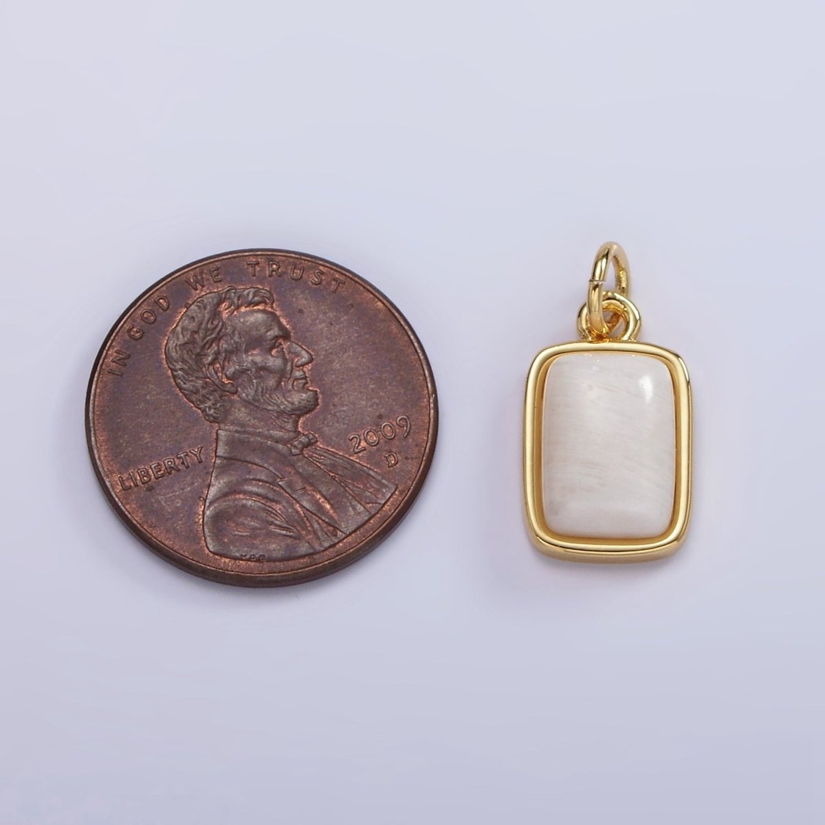14K Gold Filled Amazonite, Moonstone, Labradorite Rectangular Bezel Charm | AG-540 - AG-542