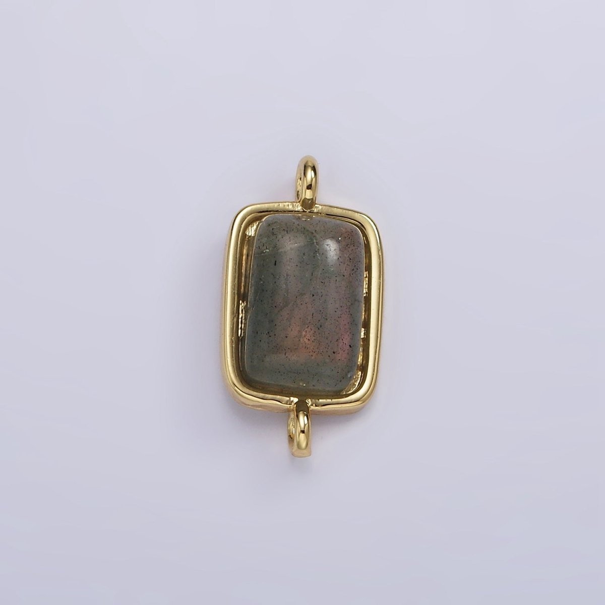 14K Gold Filled Amazonite, Moonstone, Labradorite Rectangular Bezel Connector | G222 - G224