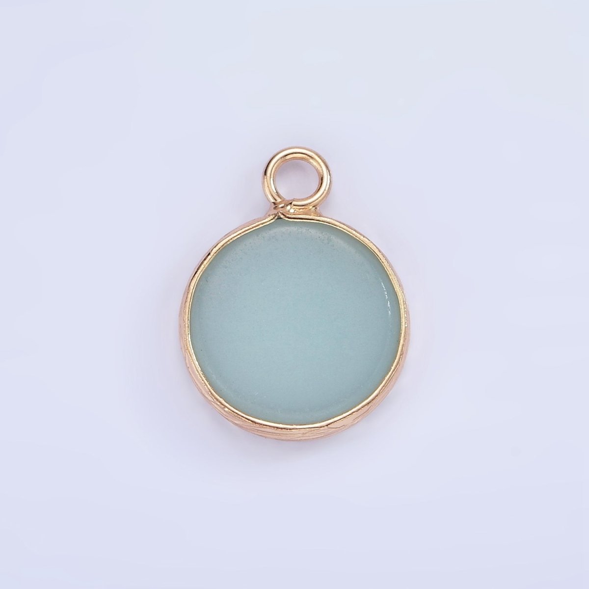 14K Gold Filled Amazonite, Pink Quartz, Onyx, Howlite, Blue Lapis Round Bezel Charm | N1691 - N1695
