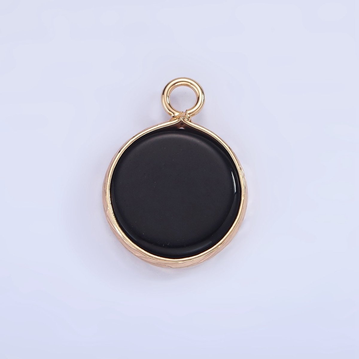14K Gold Filled Amazonite, Pink Quartz, Onyx, Howlite, Blue Lapis Round Bezel Charm | N1691 - N1695
