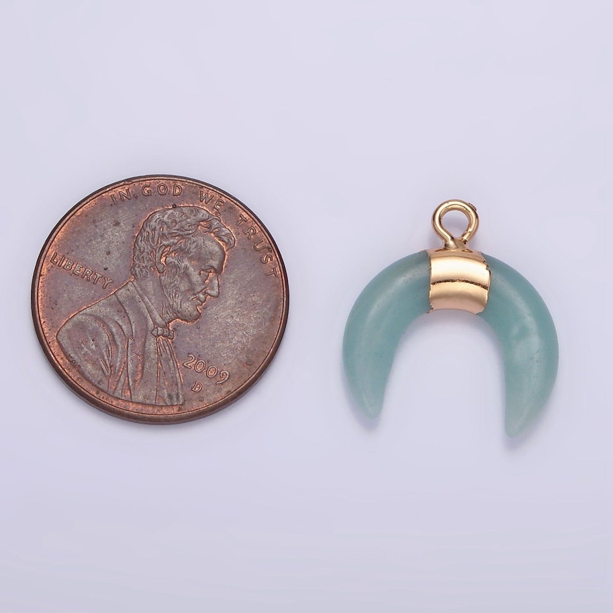 14K Gold Filled Amethyst, Amazonite, Howlite Crescent Horn Molten Charm | N1734 - N1736