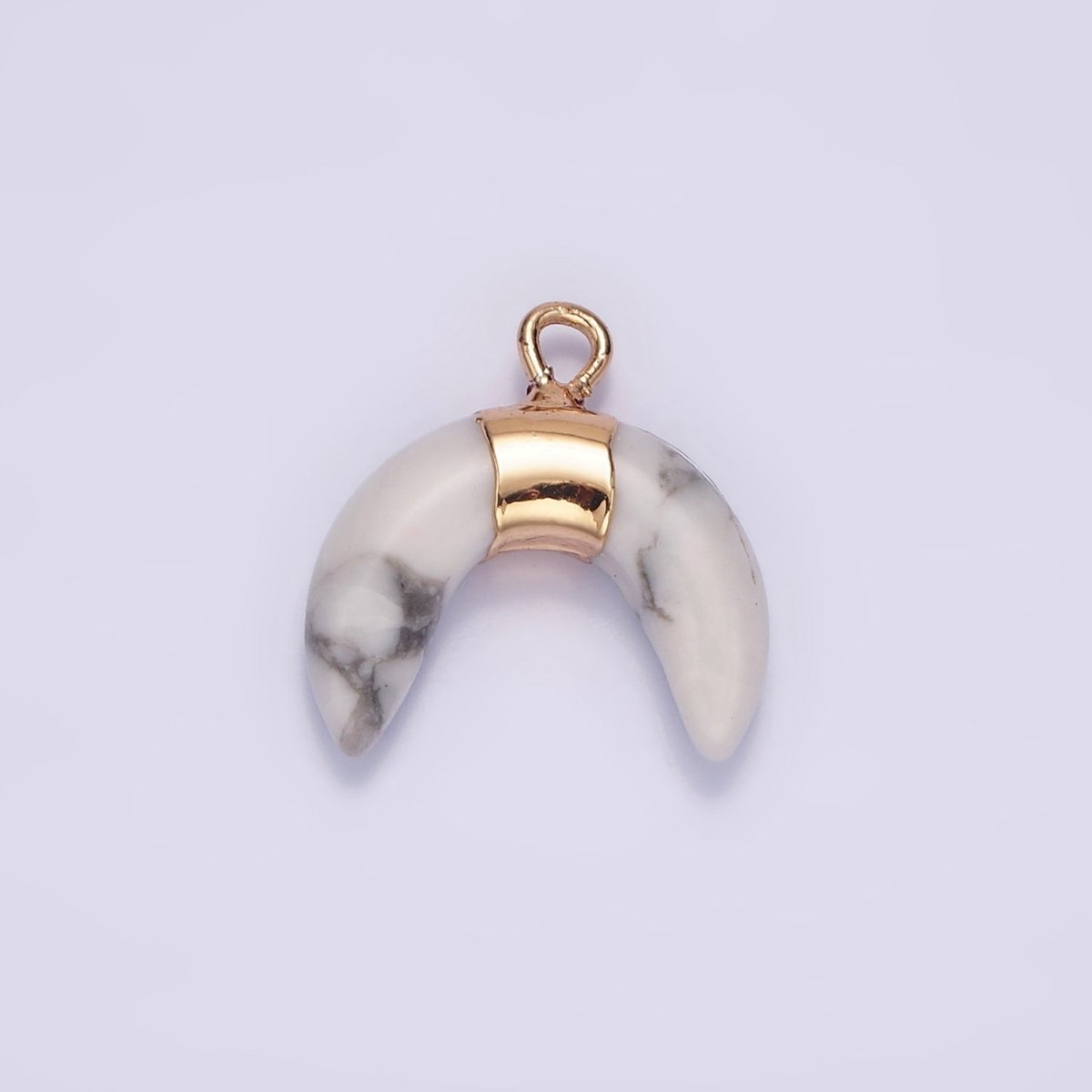 14K Gold Filled Amethyst, Amazonite, Howlite Crescent Horn Molten Charm | N1734 - N1736