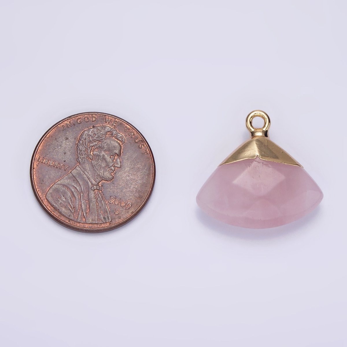 14K Gold Filled Amethyst, Aventurine, Rose Quartz, Clear Quartz, Amazonite Triangle Fan Molten Charm | N1737 - N1741