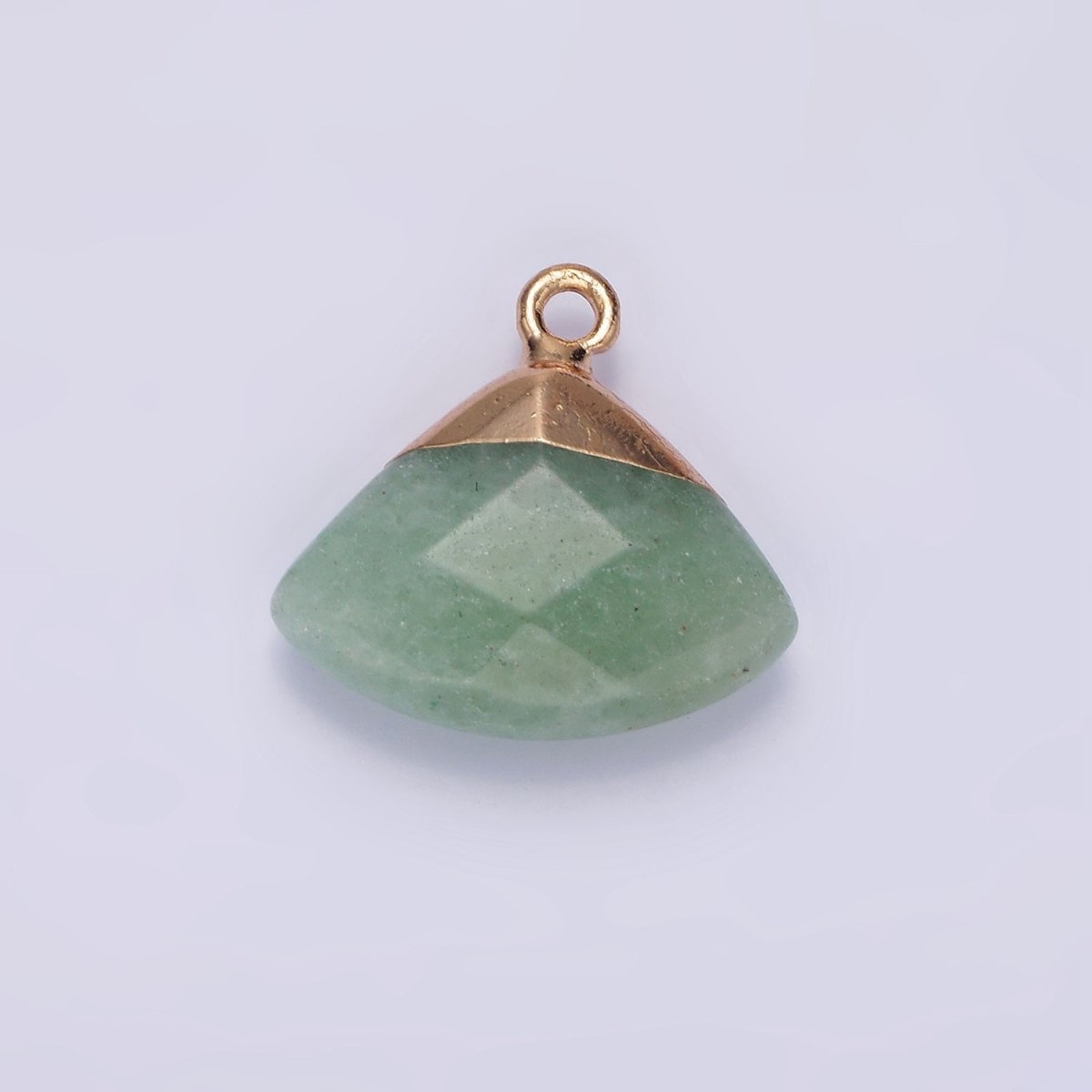 14K Gold Filled Amethyst, Aventurine, Rose Quartz, Clear Quartz, Amazonite Triangle Fan Molten Charm | N1737 - N1741