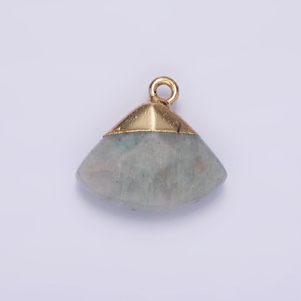 14K Gold Filled Amethyst, Aventurine, Rose Quartz, Clear Quartz, Amazonite Triangle Fan Molten Charm | N1737 - N1741