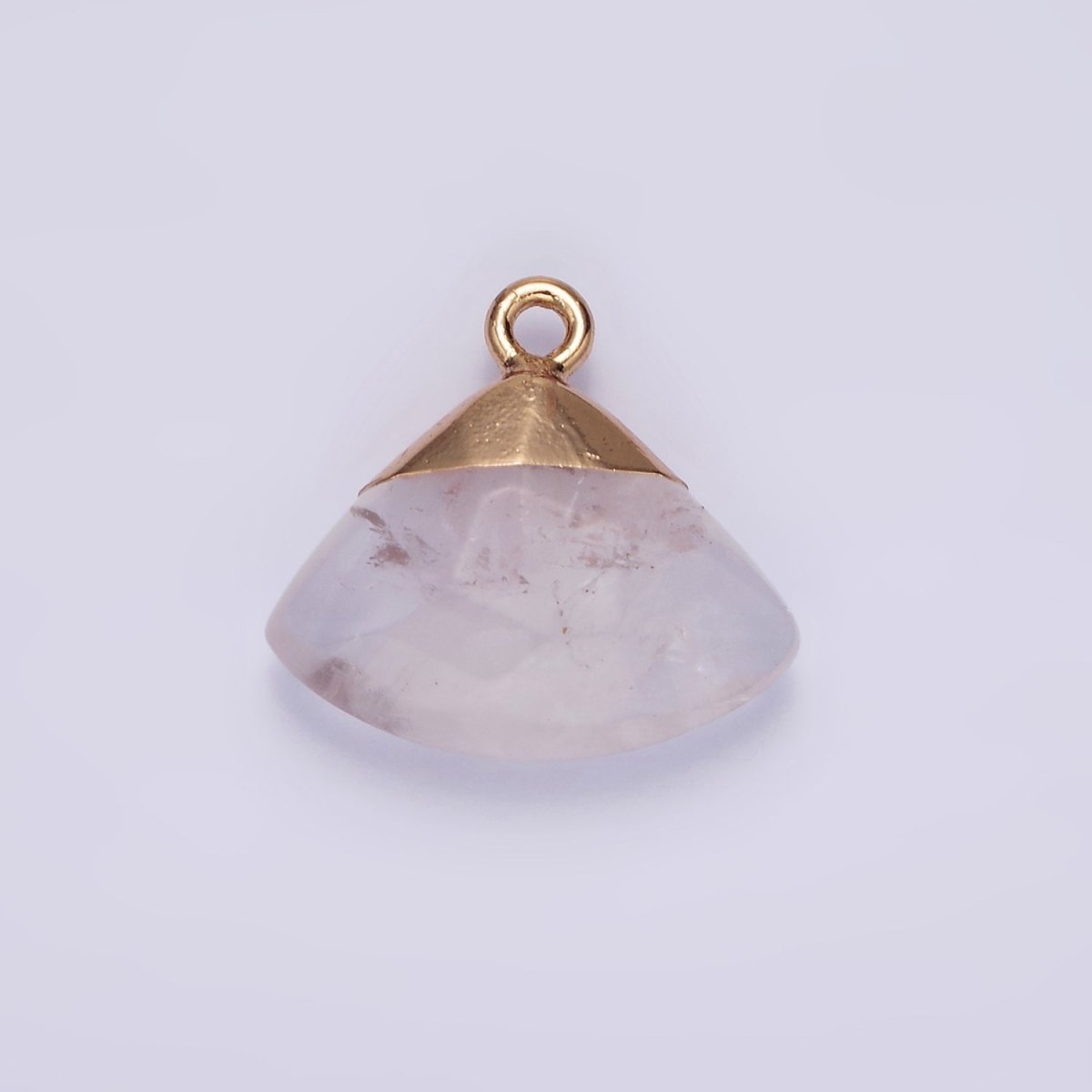 14K Gold Filled Amethyst, Aventurine, Rose Quartz, Clear Quartz, Amazonite Triangle Fan Molten Charm | N1737 - N1741