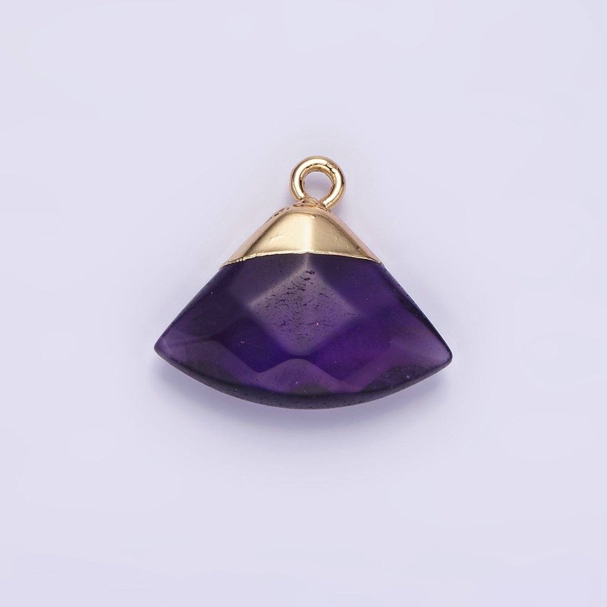 14K Gold Filled Amethyst, Aventurine, Rose Quartz, Clear Quartz, Amazonite Triangle Fan Molten Charm | N1737 - N1741