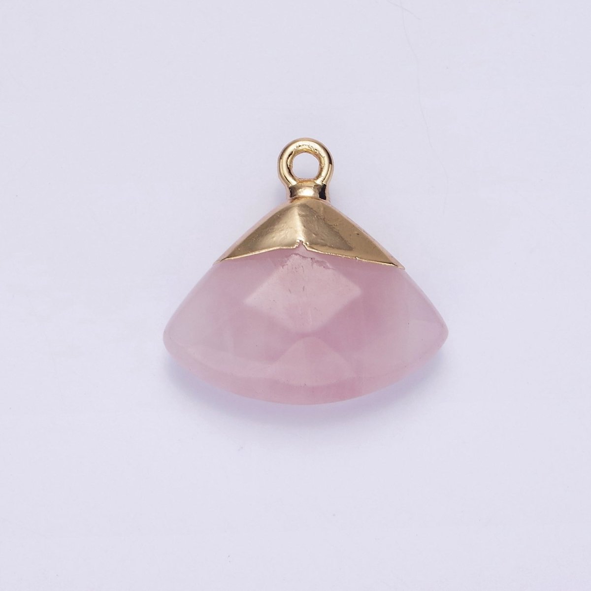 14K Gold Filled Amethyst, Aventurine, Rose Quartz, Clear Quartz, Amazonite Triangle Fan Molten Charm | N1737 - N1741