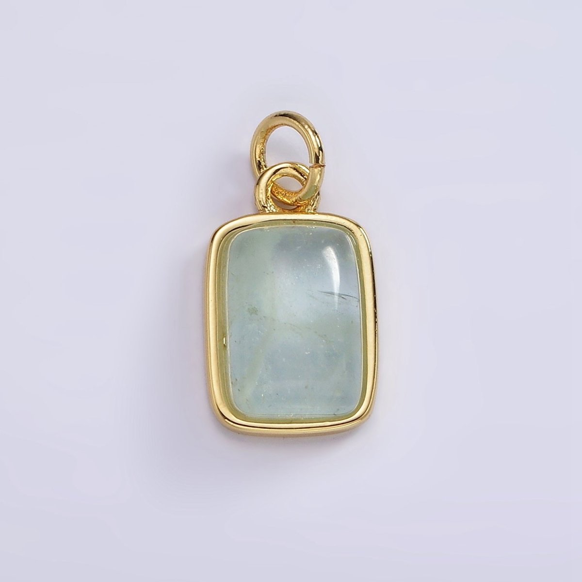 14K Gold Filled Amethyst, Citrine, Aquamarine, Rose Quartz Rectangular Bezel Charm | AG589 - AG590