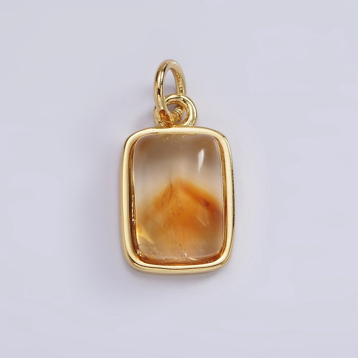 14K Gold Filled Amethyst, Citrine, Aquamarine, Rose Quartz Rectangular Bezel Charm | AG589 - AG590