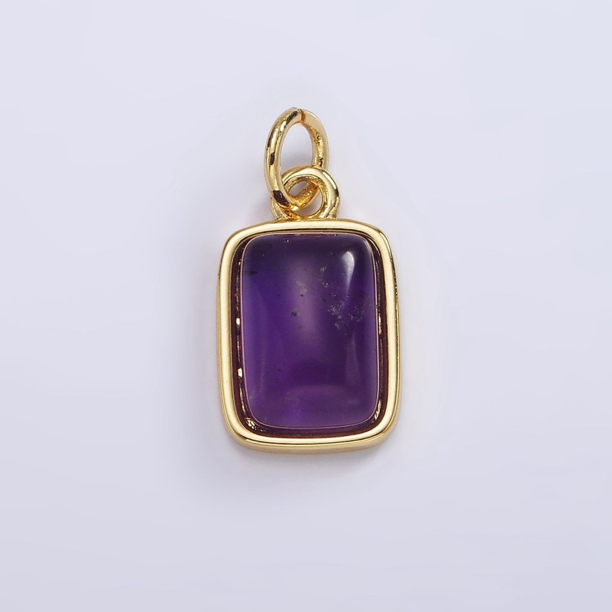14K Gold Filled Amethyst, Citrine, Aquamarine, Rose Quartz Rectangular Bezel Charm | AG589 - AG590
