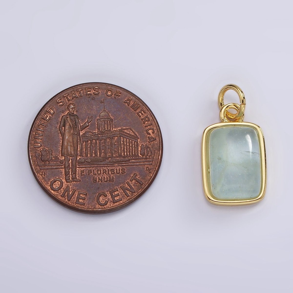 14K Gold Filled Amethyst, Citrine, Aquamarine, Rose Quartz Rectangular Bezel Charm | AG589 - AG590