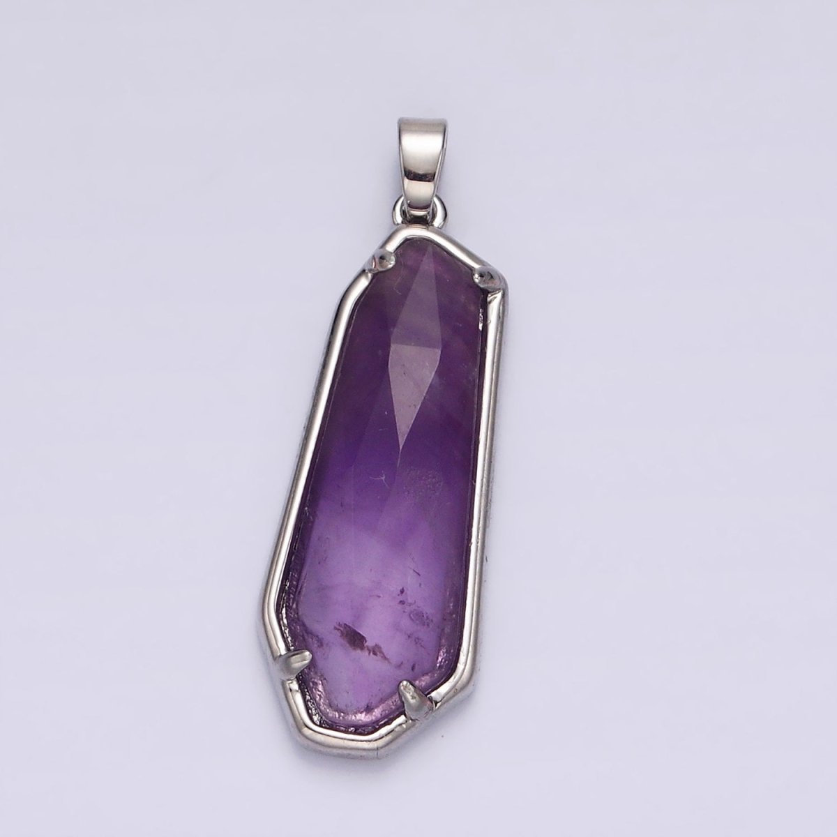 14K Gold Filled Amethyst, Labradorite Multifaceted Geometric Bezel Pendant in Gold & Silver | AH038 - AH041