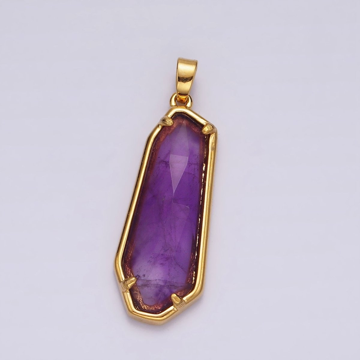 14K Gold Filled Amethyst, Labradorite Multifaceted Geometric Bezel Pendant in Gold & Silver | AH038 - AH041