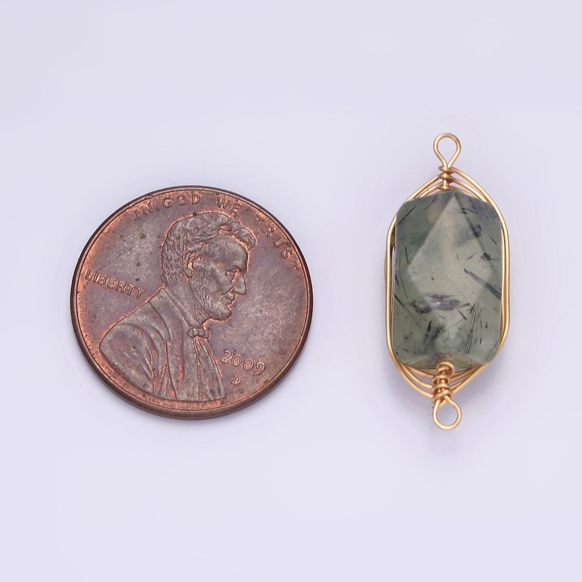 14K Gold Filled Amethyst, Prehnite, Amazonite, Clear Quartz, Rose Quartz Wire Wrapped Connector | G044 - G048
