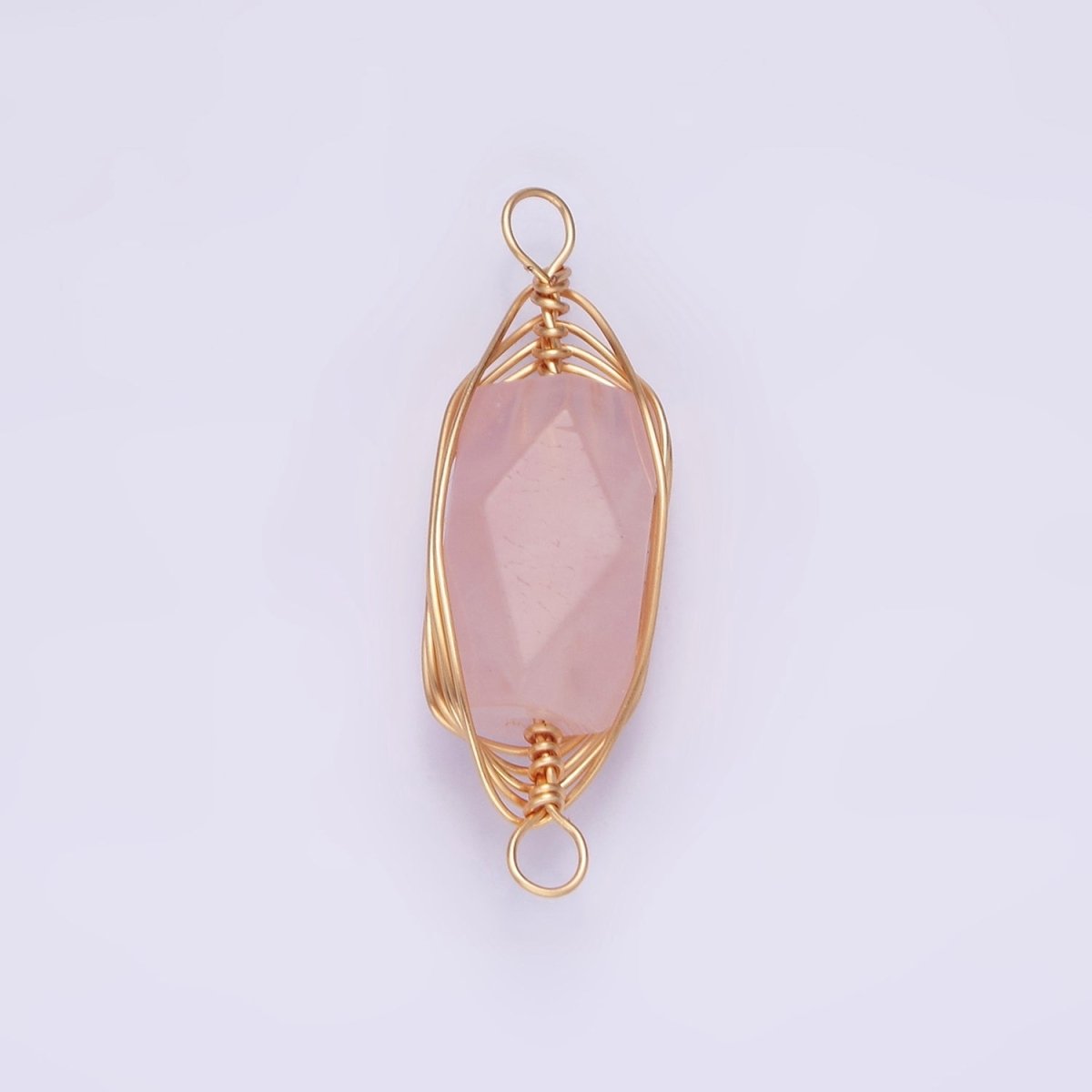 14K Gold Filled Amethyst, Prehnite, Amazonite, Clear Quartz, Rose Quartz Wire Wrapped Connector | G044 - G048