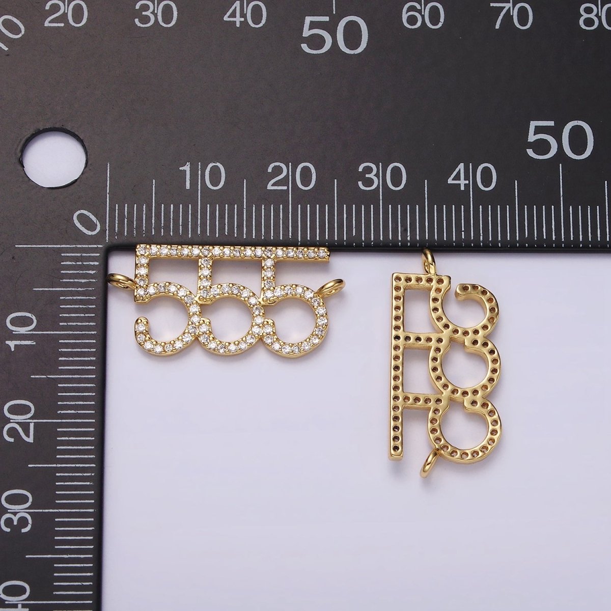 14K Gold Filled Angel Number Numerology Micro Paved CZ Script Connector | G184 - G192