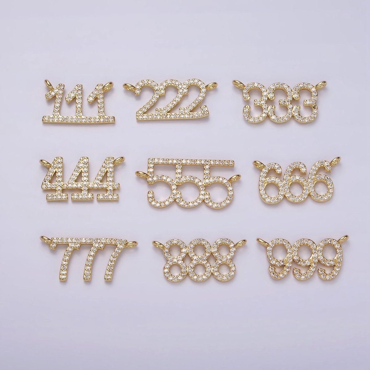 14K Gold Filled Angel Number Numerology Micro Paved CZ Script Connector | G184 - G192