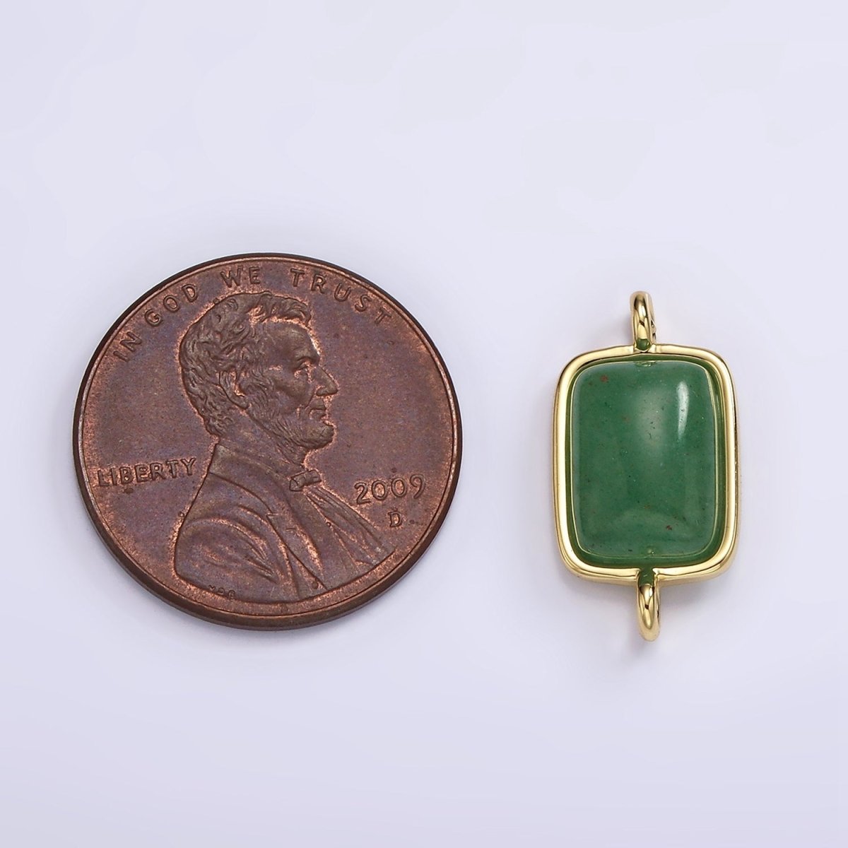 14K Gold Filled Aquamarine, Aventurine, Amethyst, Rose Quartz Bezel Rectangular Connector | G246 - G249