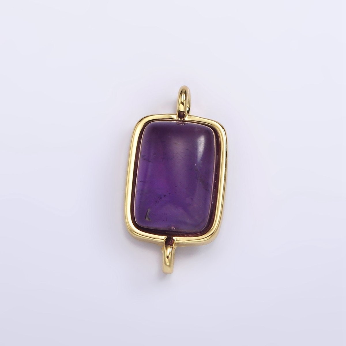 14K Gold Filled Aquamarine, Aventurine, Amethyst, Rose Quartz Bezel Rectangular Connector | G246 - G249