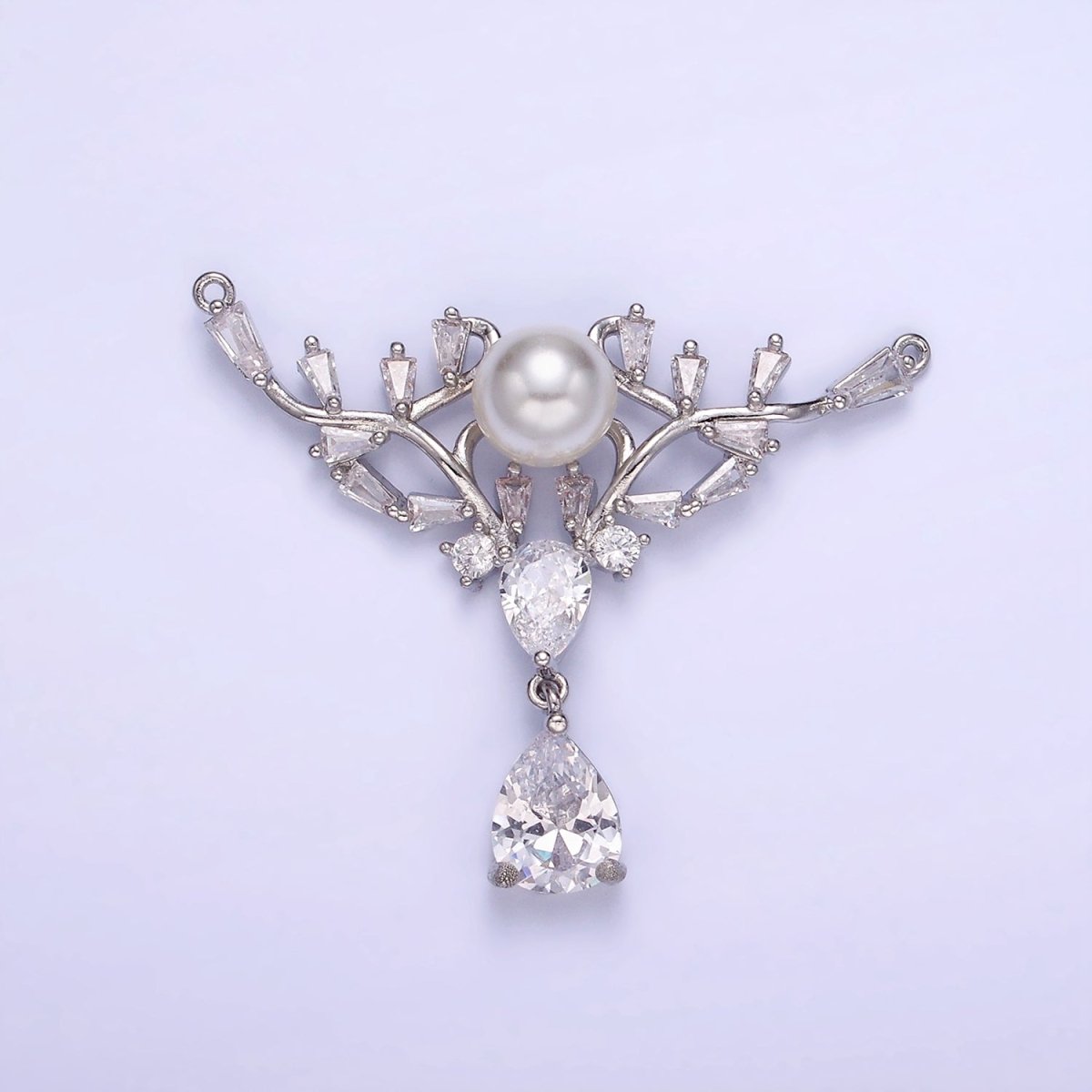 14K Gold Filled Artisan Curved Pearl Baguette Teardrop Drop Connector in Gold & Silver | G283
