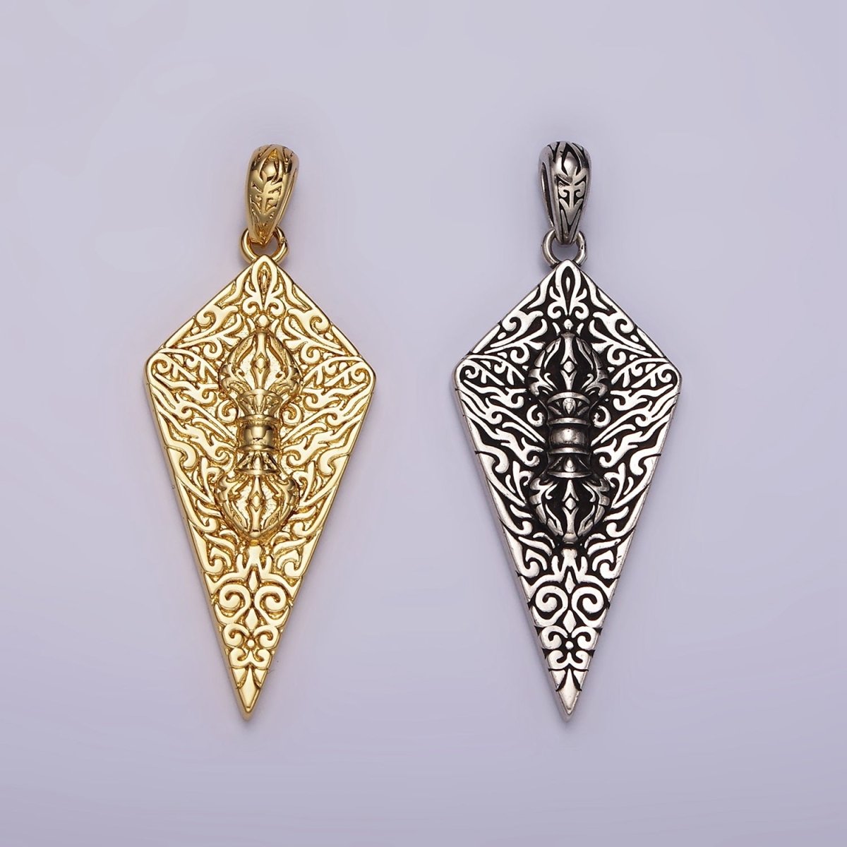 14K Gold Filled Artisan Magician manifestation Charm Double Sided Pendant in Gold & Silver | AH124