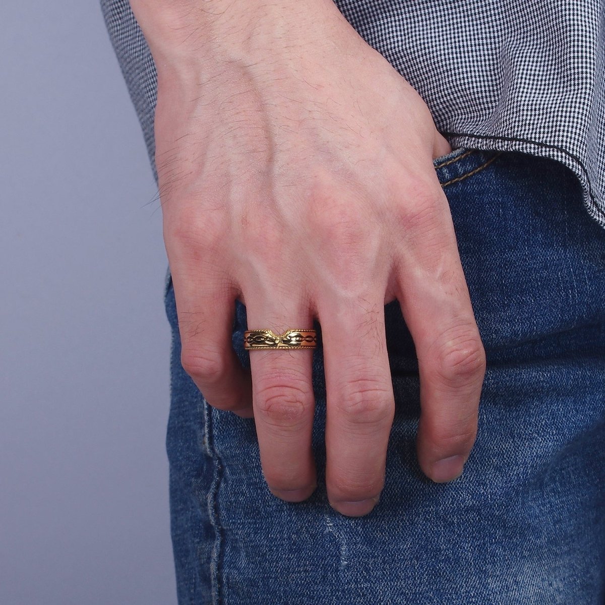14K Gold Filled Artisan Sunflower Nature Band Ring Set in Silver & Gold | O1064 O1065