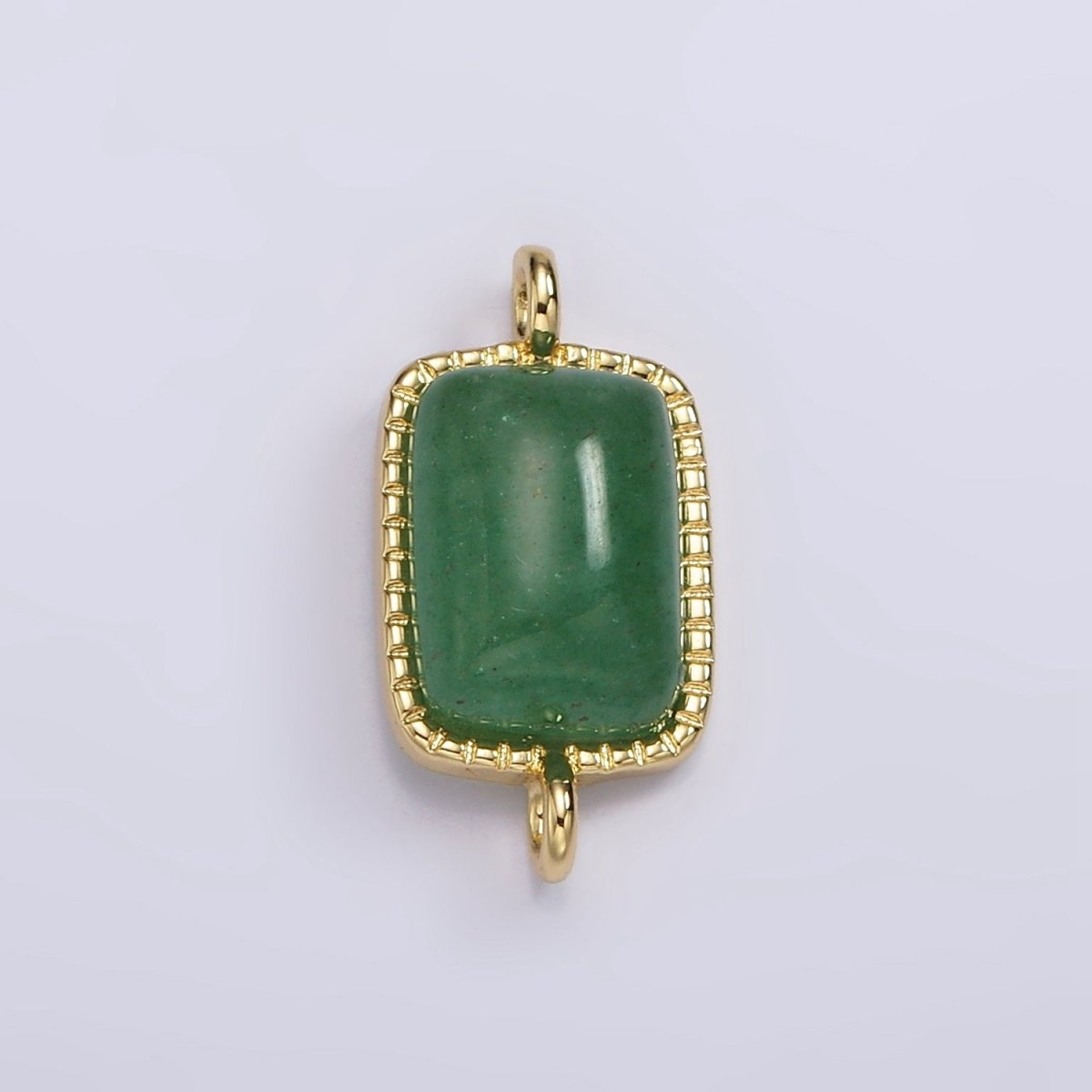 14K Gold Filled Aventurine, Amethyst, Rose Quartz Dotted Bezel Rectangular Connector | G250 - G252
