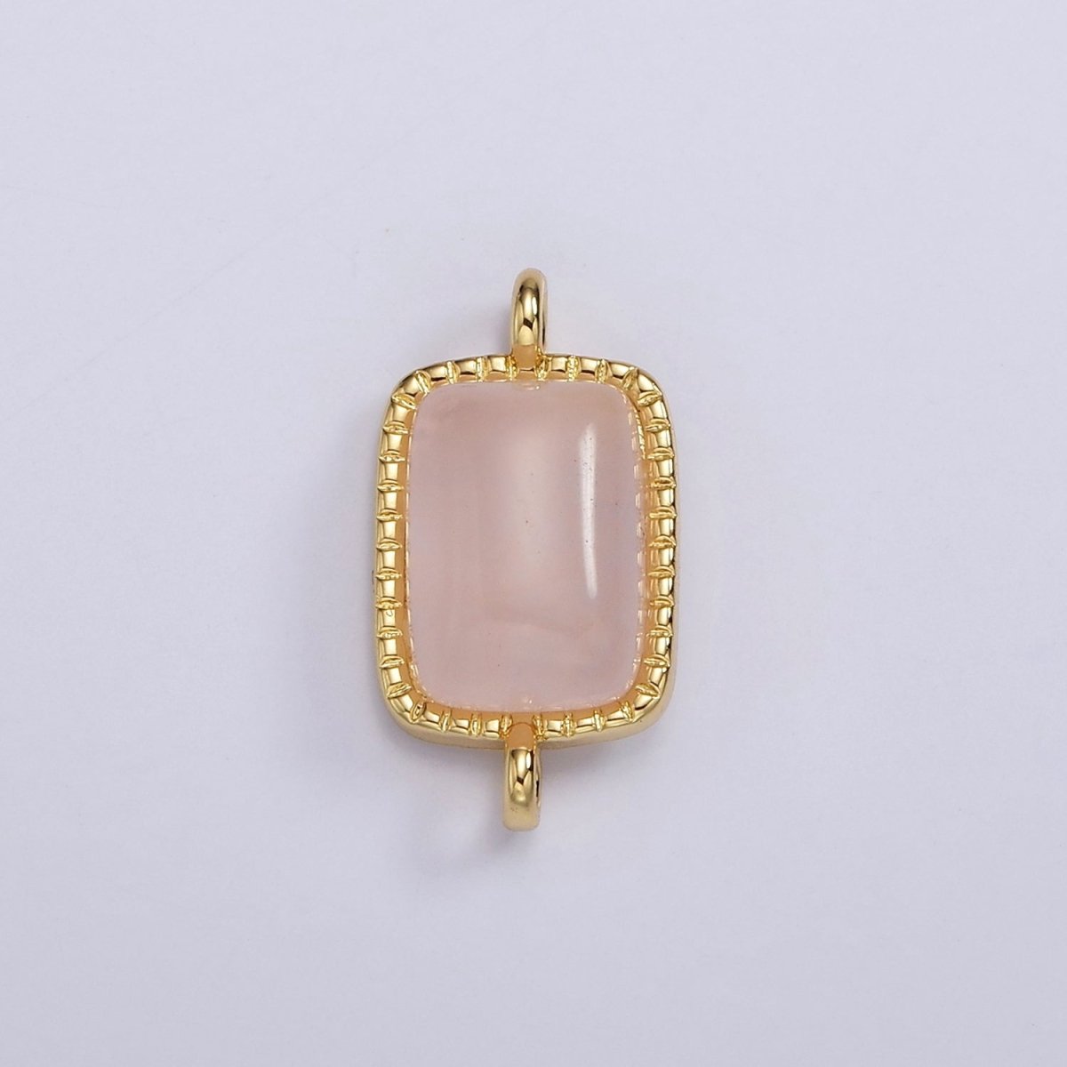 14K Gold Filled Aventurine, Amethyst, Rose Quartz Dotted Bezel Rectangular Connector | G250 - G252