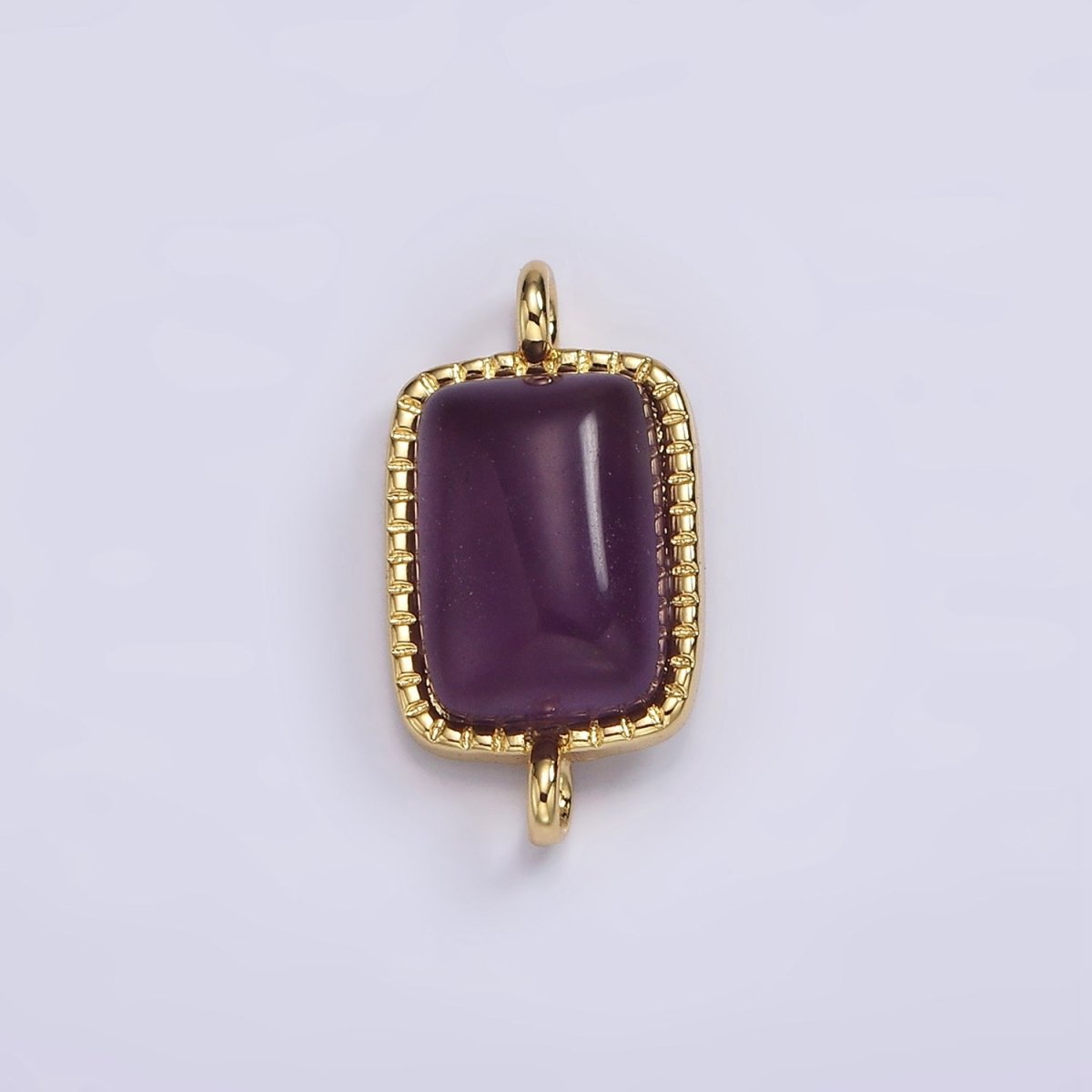 14K Gold Filled Aventurine, Amethyst, Rose Quartz Dotted Bezel Rectangular Connector | G250 - G252