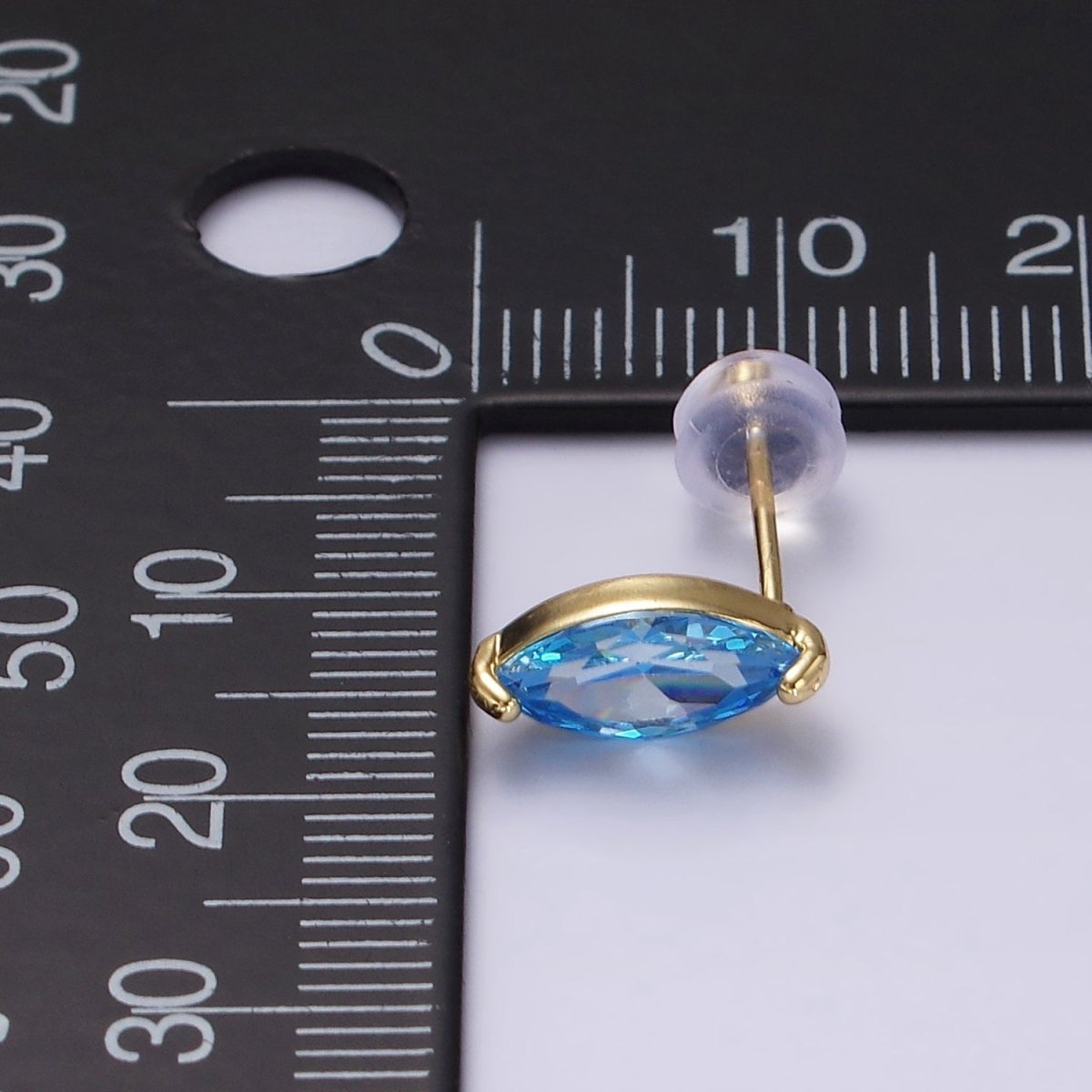 14K Gold Filled Baby Blue, Blue CZ Marquise Stud Earrings | V057 V058