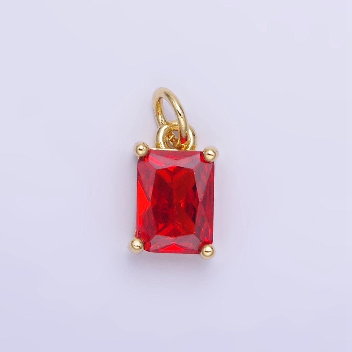 14K Gold Filled Baguette CZ Birthstone Add-On Charm in Gold & Silver | W729 - W744