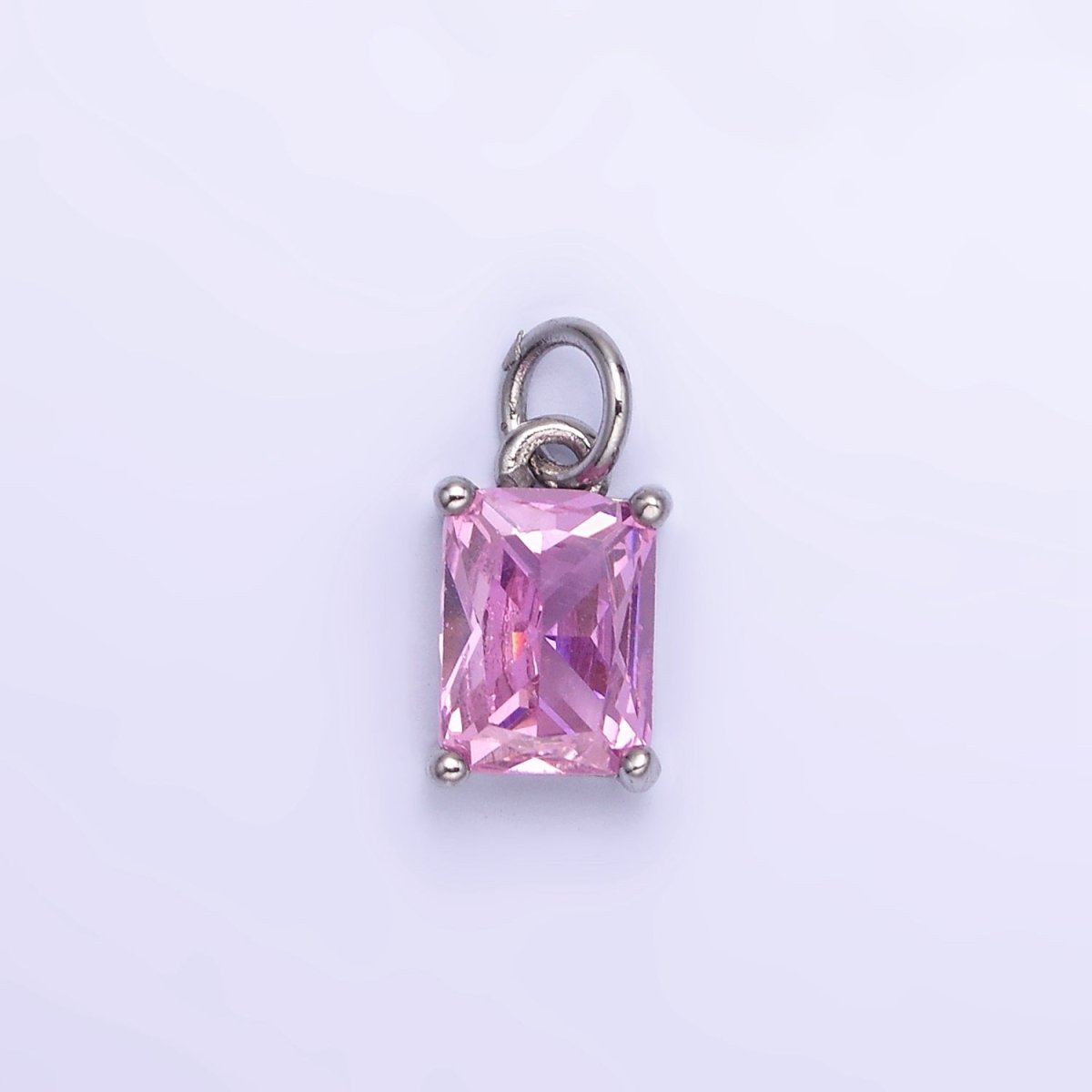 14K Gold Filled Baguette CZ Birthstone Add-On Charm in Gold & Silver | W729 - W744