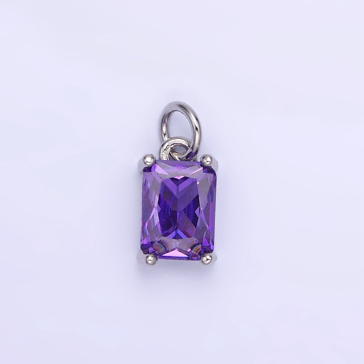 14K Gold Filled Baguette CZ Birthstone Add-On Charm in Gold & Silver | W729 - W744