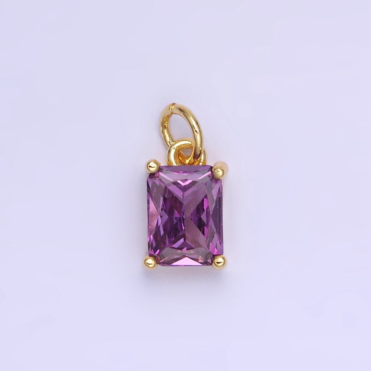 14K Gold Filled Baguette CZ Birthstone Add-On Charm in Gold & Silver | W729 - W744