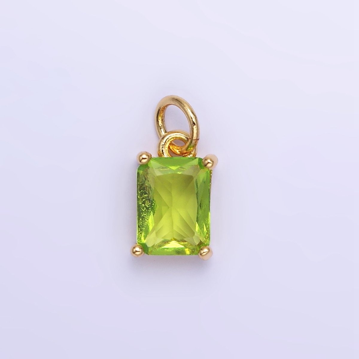 14K Gold Filled Baguette CZ Birthstone Add-On Charm in Gold & Silver | W729 - W744