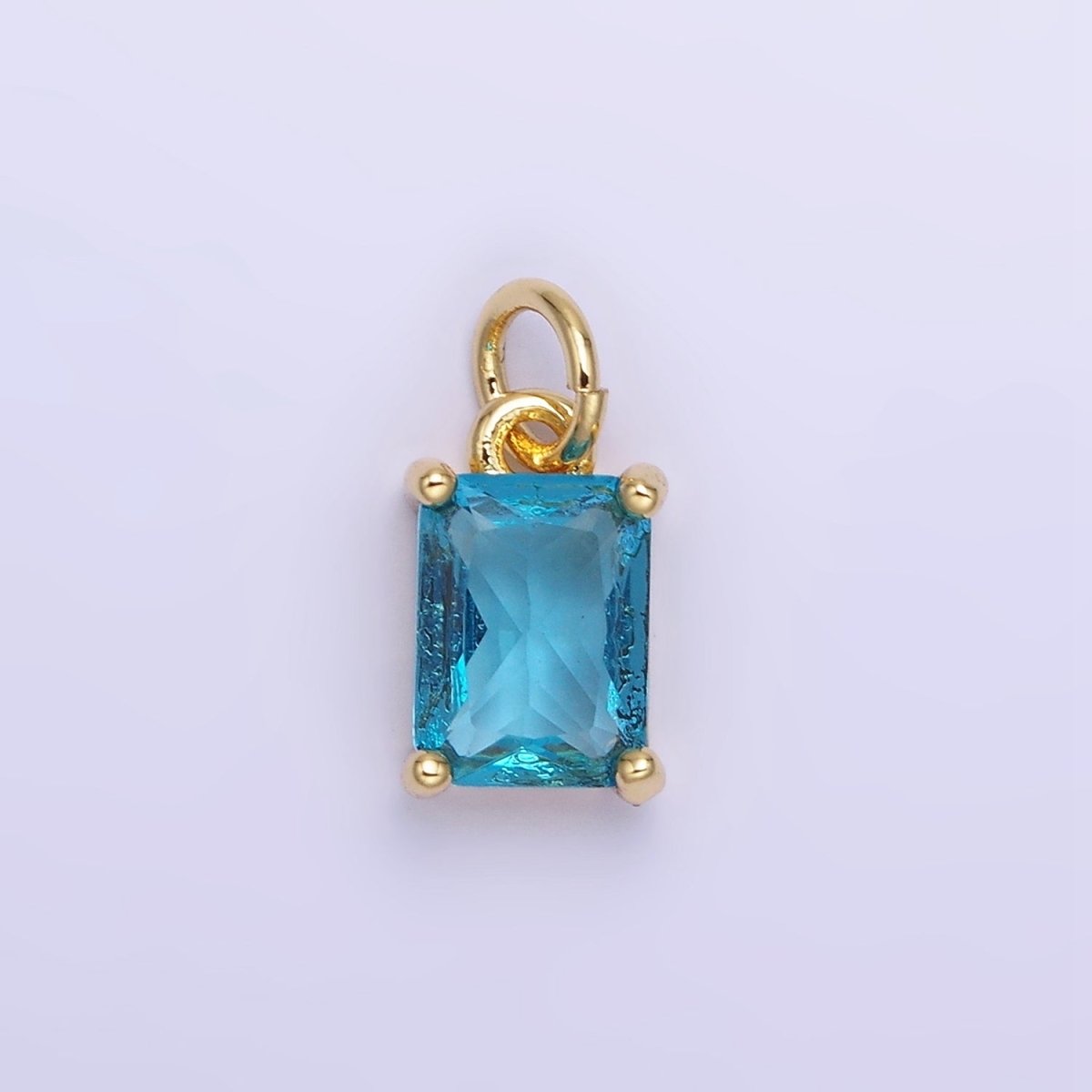 14K Gold Filled Baguette CZ Birthstone Add-On Charm in Gold & Silver | W729 - W744