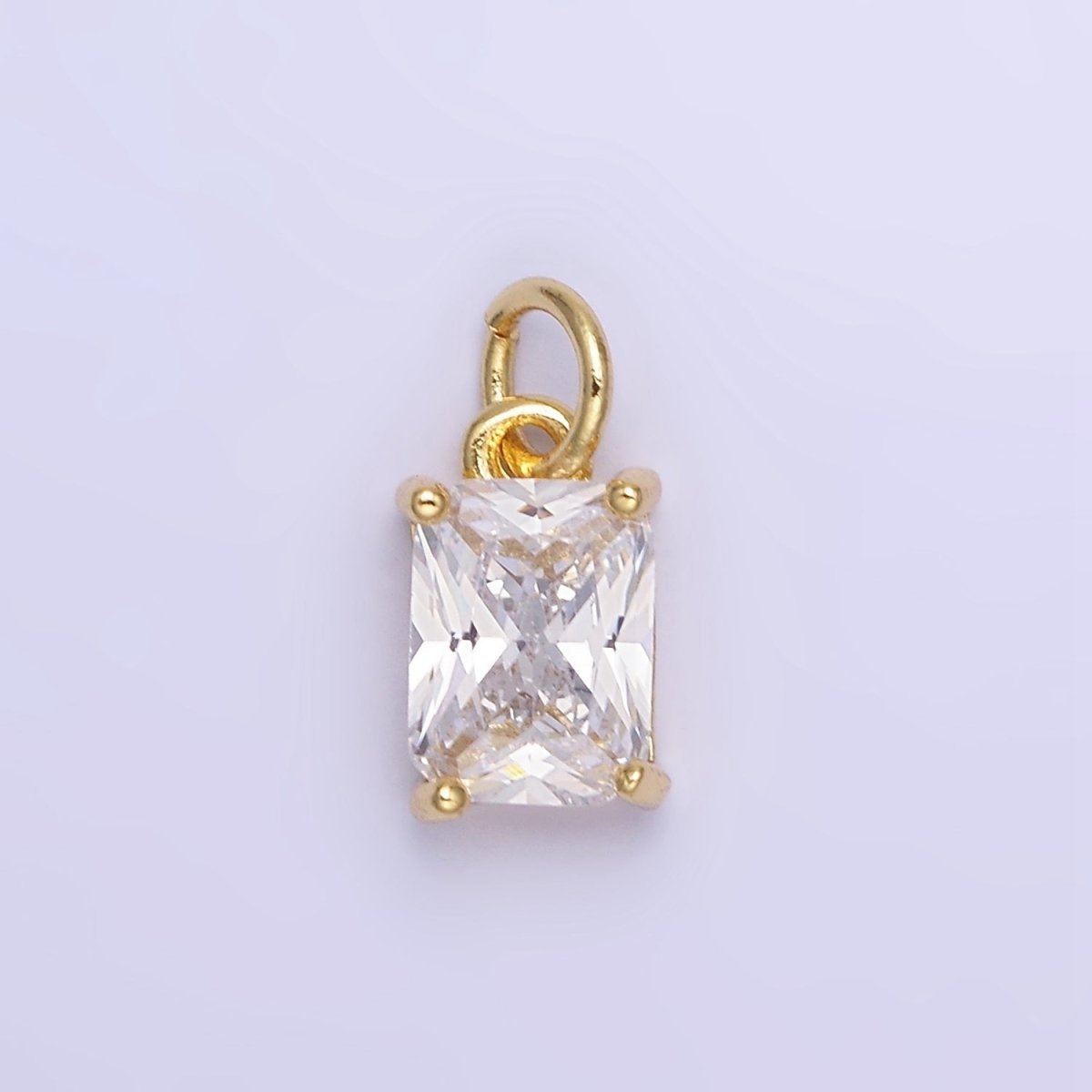 14K Gold Filled Baguette CZ Birthstone Add-On Charm in Gold & Silver | W729 - W744