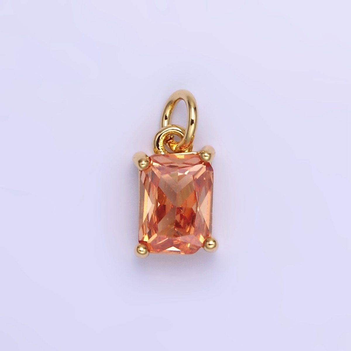 14K Gold Filled Baguette CZ Birthstone Add-On Charm in Gold & Silver | W729 - W744