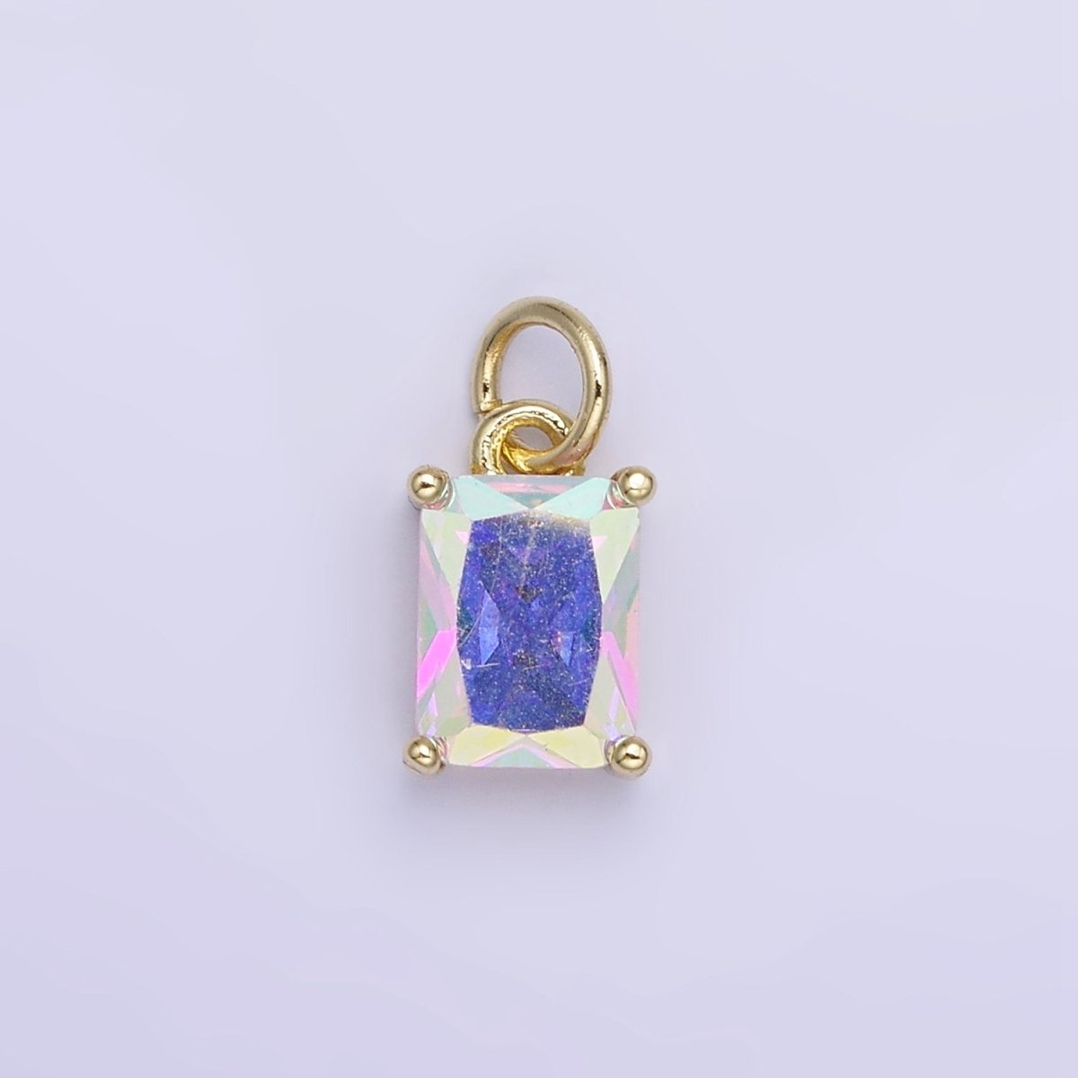 14K Gold Filled Baguette CZ Birthstone Add-On Charm in Gold & Silver | W729 - W744