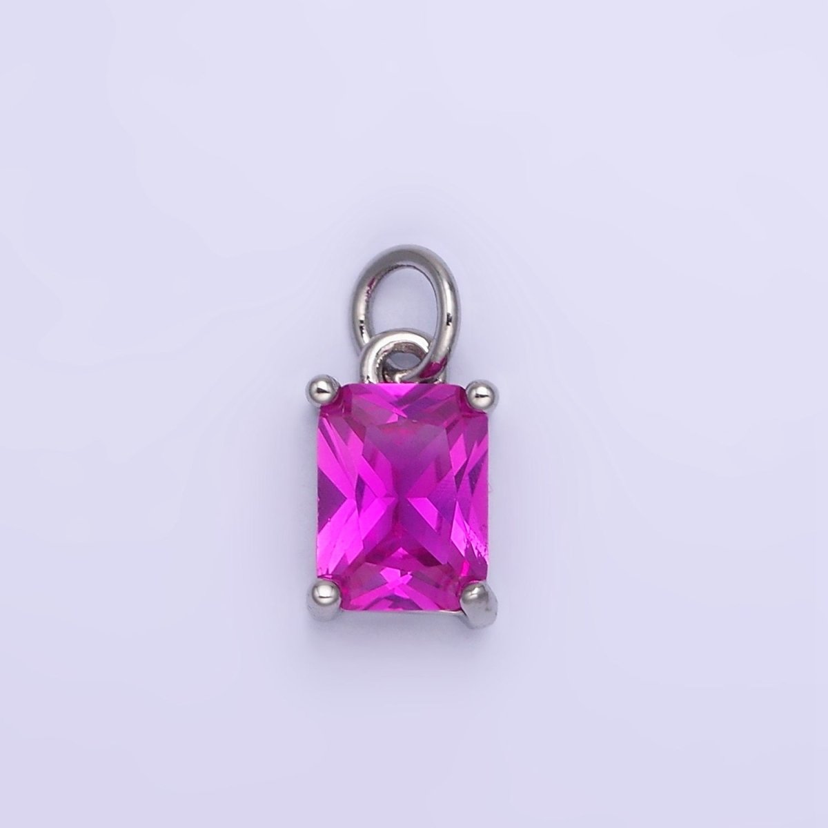14K Gold Filled Baguette CZ Birthstone Add-On Charm in Gold & Silver | W729 - W744