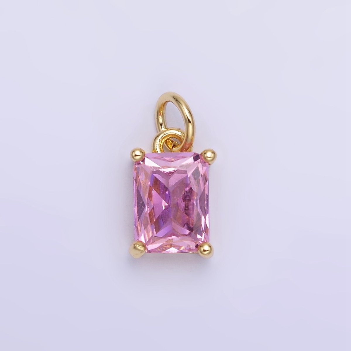 14K Gold Filled Baguette CZ Birthstone Add-On Charm in Gold & Silver | W729 - W744