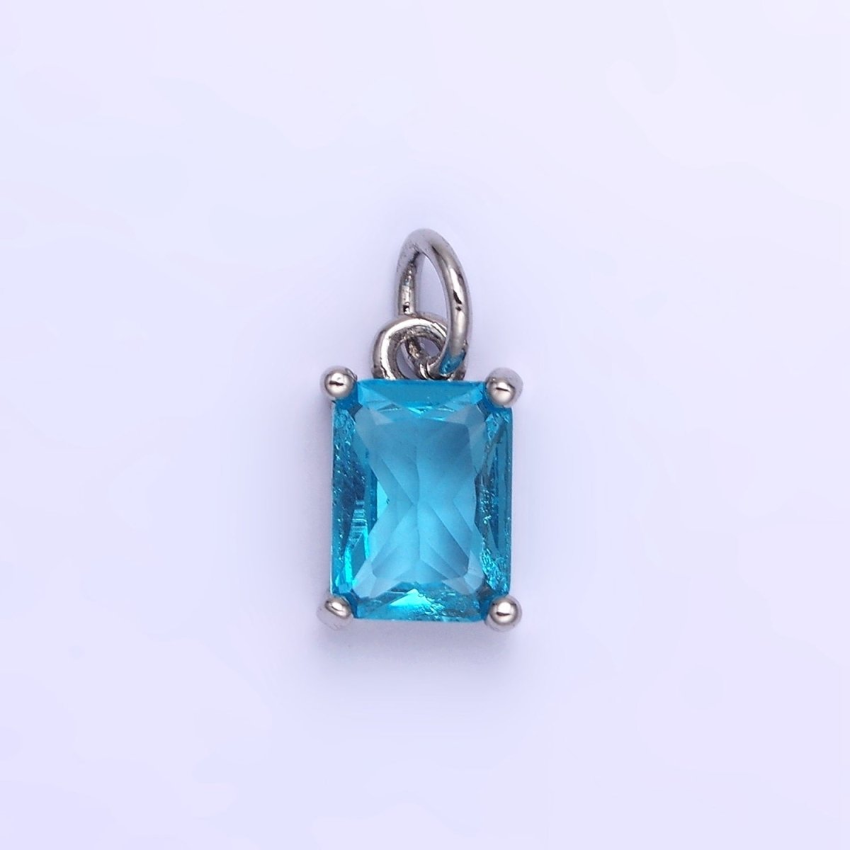 14K Gold Filled Baguette CZ Birthstone Add-On Charm in Gold & Silver | W729 - W744